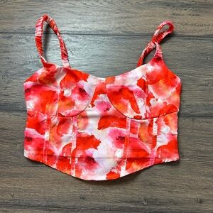 Floral Red and Pink Women's Top
